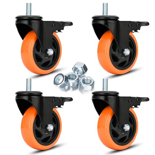 4 inch Threaded Stem Casters Set of 4 Heavy Duty 1200Lbs 1/2...