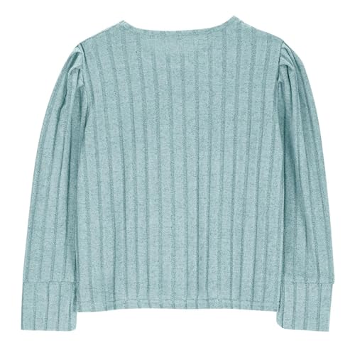 Girls 2025 Ribbed Knit Sweatshirt Ruched Cuff Long Sleeve Top Crew Neck High Elastic Pullover Warm Sweatshirts4