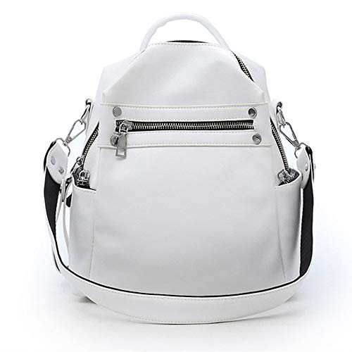 Himlaya Mochila Antirrobo Mujer, Mochila Mujer tipo Casual Impermeable Bolso de viaje Gran Capacidad Multifuncional Bolso de Hombro Doble Satchel Bolso Piel Cuero (Blanco,20x11x28cm) Cover