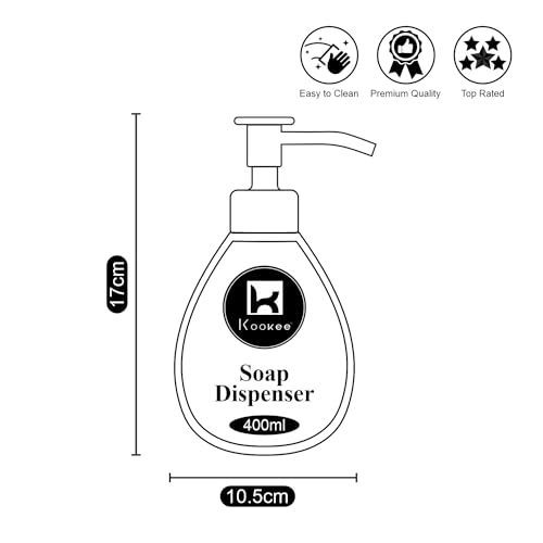 Image of Kookee Ceramic Soap Dispenser with Stylish Refillable Pump Bottle for Bathroom Handwash & Kitchen Wash Basin, Perfect for Hand Soap, Lotion and More, Black, (Set of 1) (10608)
