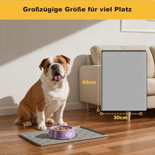 Pieviev Futtermatte Katzen & Hunde, wasserdichte Napfunterlage, 30 x 40cm – Ansicht 3
