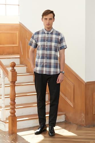 Cromoncent Men's Short-Sleeve Cotton Oxford Shirt4