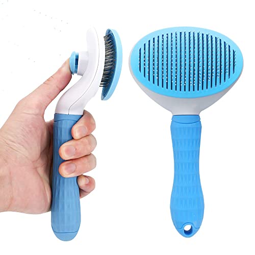 2 Stück Katzenbürste Selbstreinigend | Mit Flohkamm | Für Fellpflege & Haarentfernung