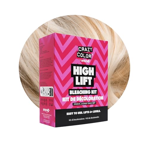Crazy Color High Lift Bleaching Kit. Pre-lightener Powder Bleach & 30 Vol (9%) Developer | Achieve up to 6+ levels of lift. Vegan & Cruelty Free