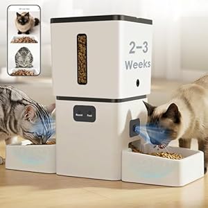 Yakry Automatic Cat Feeder for 2 Cats – Two HD Cameras Easy Setup 5GHz Stable WiFi Dog Food Dispenser with HD Night Vision – 8L Pet Feeder with Dual Bowls for Multi-Cat & Small Dogs Indoor