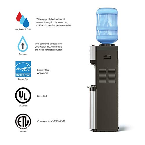 Brio Limited Edition Top Loading Water Cooler Dispenser - Hot & Cold Water, Child Safety Lock, Holds 3 Or 5 Gallon Bottles - Ul/Energy Star Approved #TOP2