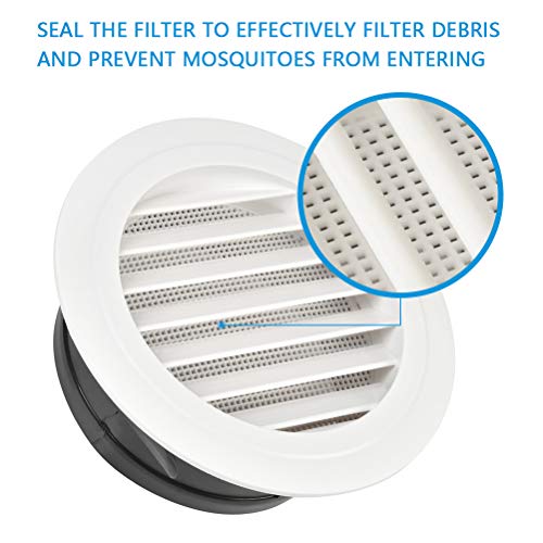 Foccts Air Vents Louver 6 Inch, Round Soffit Vent Abs Louver Grille Cover White Soffit Vent With Built-In Fly Screen Mesh For Kitchen, Bathroom, Office Ventilation #TOP2