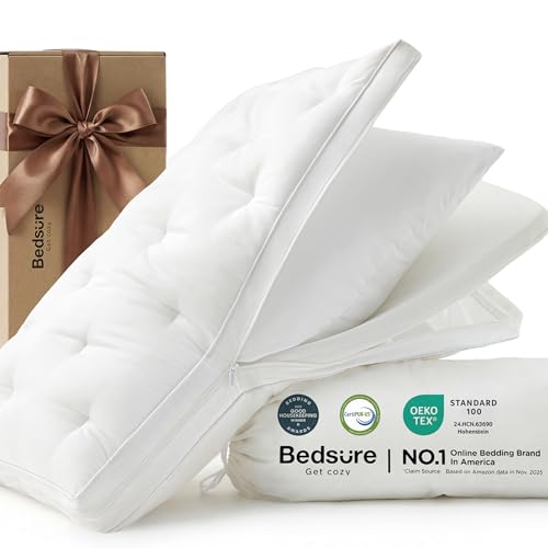 Bedsure Adjustable Pillow Queen Size for Side Sleepers, Custom Height Firmness Queen Pillow, PureWoven Memory Foam & Down Alternative Fill,100% Cotton Cover for Back, Stomach Sleepers, 26'x17', 1 Pack
