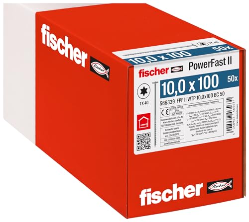 fischer 566339 WTP 10.0 x 100 Powerful Plate Head, Inner Star Socket and Partial Thread
