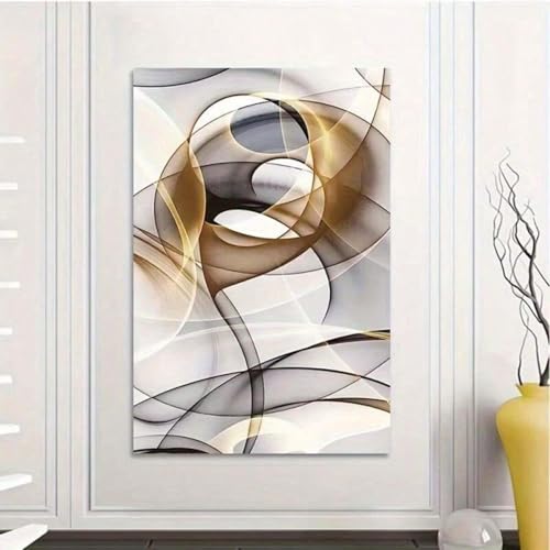 Toile d'art abstrait au trait doré et affiches minimalistes 60x80cm cadre interne