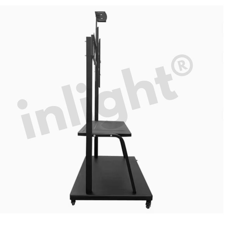 Image of Inlight Rolling /Mobile TV Cart with Wheels for 60-100 Inch LCD LED 4K Flat Screen TVs, TV Floor Stand with Shelf Holds Up to 120 Kgs | Adjustable Height Trolley Max VESA 900 x 600 mm