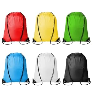 Kuhome 6Pcs Drawstring Backpacks Bulk String Bag Cinch Sack Pack Storage Knapsack Polyester Gift Bags Sports Drawstring Bags for Trip Gym Party Bags(6 Colors)