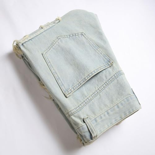 XYGJZ Men Skinny Ripped Jeans Slim Fit Denim Pants Straight Leg Streetwear Destroyed Trousers3