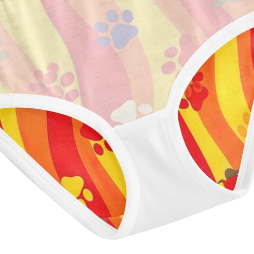 Colorful Stripes Paw Prints Girls Briefs, Toddler Girl Briefs, Girls Cotton Underwear, 2–8 Years4
