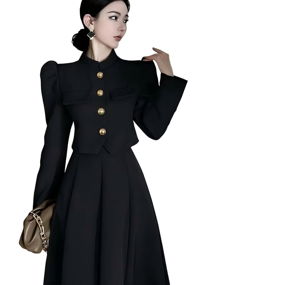 QXWD - Elegante conjunto de falda larga para mujer, a la moda, vintage, oficina, elegante, formal, casual, delgado, traje de noche de dos piezas