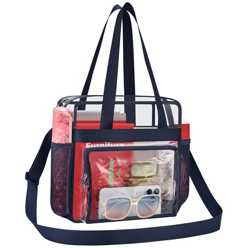 Image of Busiuw Clear Bag for Stadium Events, Stadium Approved 12x12x6 Clear Tote Bag for Sport Fan, Work Concert Travel