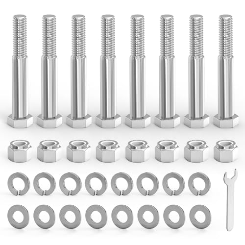 Image of 8PCS 1 /2 inch x 3-1 /2 inch 304 Stainless Steel External Hex Bolt, Half Threads Bolt with Nut and Spanner