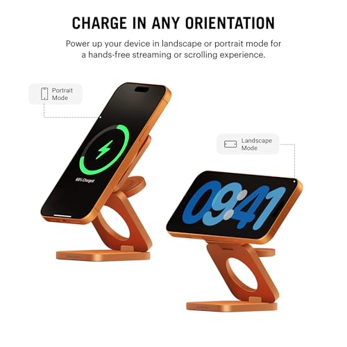 Image of DailyObjects Surge Foldaway 3-in-1 Qi2.2-Certified MagSafe-Compatible Wireless Charger with 25W Fast Charging, Premium Compact Design, Charges iPhone, AirPods & Apple Watch - Orange