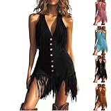 Vestidos Vaqueros Para Mujer,Western Dress For Women Cowgirl Country Concert Cowboy Vintage Fringe Dresses To Wear With Boots Vestidos Vaqueros De Mujer Para Botas Black Large