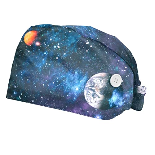 Chapeaux de travail imprimé galaxie JDEZ respirants et bouffants pour hommes et femmes - Lot de 2