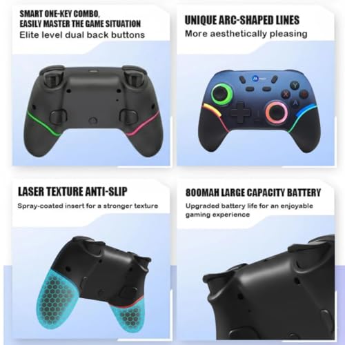 Image of GAMENOPHOBIA Play X9 Wireless Bluetooth Gaming Controller | Dual Vibration, 6-Axis Gyroscope, RGB LED Gamepad | 800mAh Rechargeable Battery | Compatible with Android, iOS, Windows PC, PS3, PS4 & Switch