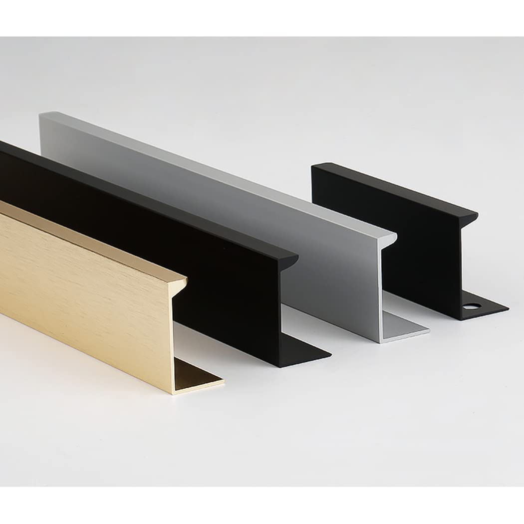 Ukryte uchwyty do szafek, ukryte Stop aluminium Niewidoczna gałka szafy Szafka kuchenna Szuflada szafki Szczotkowane złoto 2 sztuki(Hole distance 224mm)