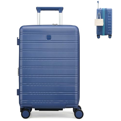 Image of MILADA 20 Inch Expandable Carry On Luggage, Airline Approved Hardside Carry On Suitcase with 8 Spinner Wheels, TSA Lock Lightweight Travel Luggage for Men Women, Interstellar Blue