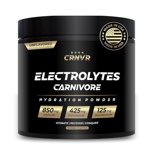Carnivore Electrolytes – Premium High-Sodium, Hydration Powder | 850mg Sodium, 425mg Potassium, 125mg Magnesium | No Sugar, No Carbs | Keto, Carnivore & Fasting Friendly – 60 Servings (Unflavored)