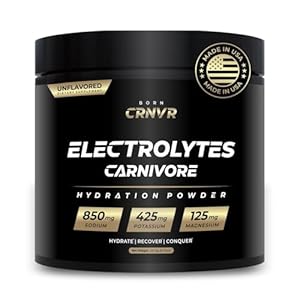 Carnivore Electrolytes Powder – High Sodium Unflavored Sugar Free Electrolytes for Carnivore Diet, Keto & Fasting | No Carbs, No Fillers | Clean Hydration & Muscle Recovery – Made in USA – 60 Servings