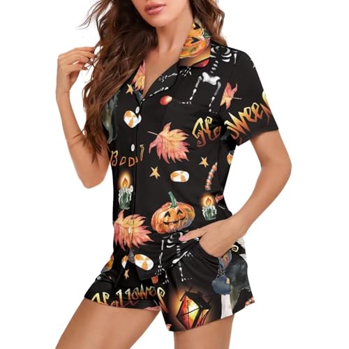 Image of Women's Short Sleeve Sleepwear Pajamas Nightwear with Pockets