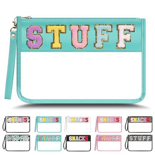 YEMEDA Bolsa transparente de felpilla con cremallera para viajes, bolsa de maquillaje transparente de nailon, bolsa de cosméticos impermeable de PVC, bolsas de aperitivos para mujeres y niñas, bolsas