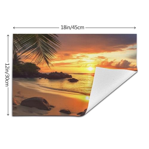 Lot de 6 sets de table en PVC tissé tropical plage et coucher de soleil