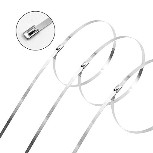Maxsell 20 Inch Metal Zip Ties, Heavy Duty 304 Stainless Steel Cable Ties, Metal Exhaust Wrap With 200 Lbs Tensile Strength(100 Pcs) #TOP4