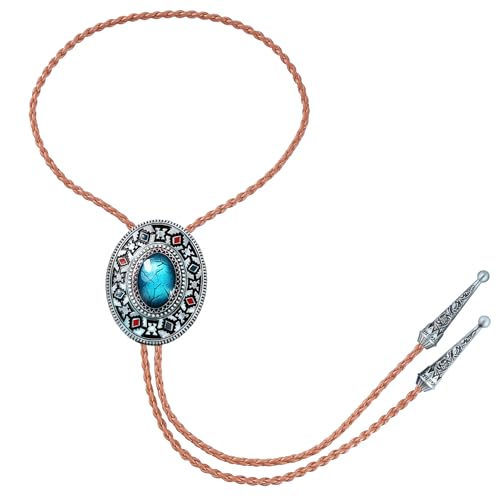 Image of Btilasif Bolo Tie Brown for Men, Scorpion Luminous Stone Cowboy Tie Western Leather Necktie Necklace for Women
