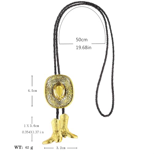 Image of GelConnie Bolo Ties for Men Women Western Cowboy Tie Mens Western Necklace Leather Necktie Gold Bolero Tie Cowboy Necklace