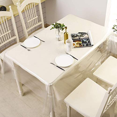 Effortlife Clear Vinyl Rectangle Tablecloth Protector Waterproof/Oil-Proof Plastic Transparent Table Cover 54 X 120 Inch #TOP4