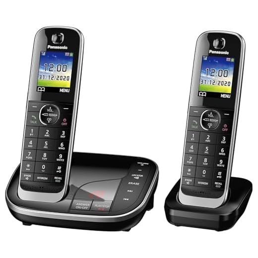 Panasonic KX-TGJ322EB Landline Phone Cordless, House phones, Nuisance Call Blocker, Answer machine, Colour Display, Twin Handset - Black