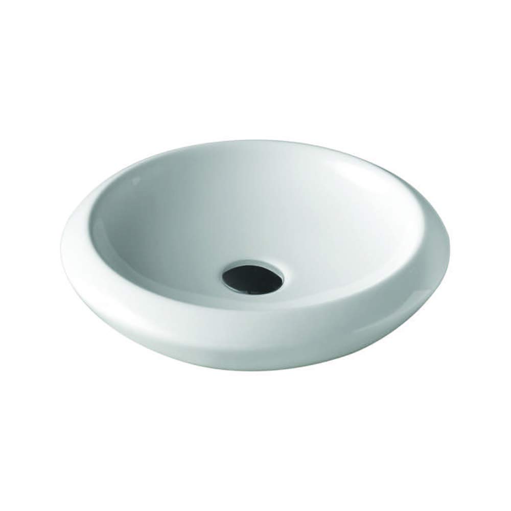 Lavabo redondo de cerámica blanca 075100-U para crear un baño estilo spa relajante en casa