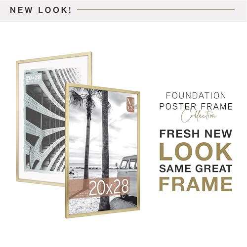 Image of MCS Foundation 20x28 Poster Frame Traditional Brass, Vertical & Horizontal Wall Hanging Large Picture Frame for Photos, Posters & Art Prints (1-Pack)