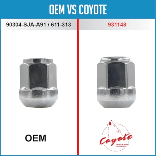 Image of Wheel Accessories Parts 50 Pcs M14x1.5 14x1.5 Thread OEM Factory Style Lug Nuts 1.38 inch Long Chrome 7 /8 inch 22mm Hex Fits Alloy Wheels 2009-17 Odyssey Pilot 90304-SJA-A91 | 611-313