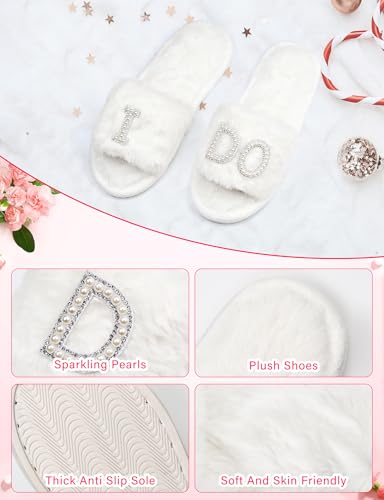 EPLAZA Bride Robe for Wedding Day Set with Slippers Bridal Robes Satin Robes Wedding Bachelorette Party Bridal Shower Gifts4