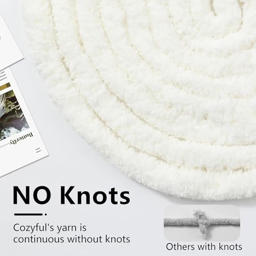 Image of Cozyful Chunky Yarn for Hand Knitting - #10 Chunky Chenille Yarn, Jumbo Big Thick Chunky Yarns for Crocheting, Super Bulky Chunky Knit Blanket Yarns, 8 Skein (22 yds 8 oz Each Skein), Cream