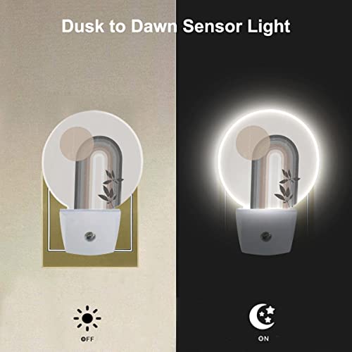Image of EKOBLA Mid Century Boho Night Light, Abstract Sun and Arch Modern Night Lights Plug Into Wall with Dusk to Dawn Sensor for Bedroom and Living Room