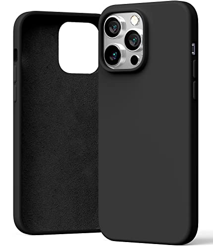 GOOSPERY Liquid Silicone Case Compatible with iPhone 14 Pro Max (6.7 inch), Silky-Soft Touch Full Body Protection Shockproof Cover Case with Soft Microfiber Lining - Black
