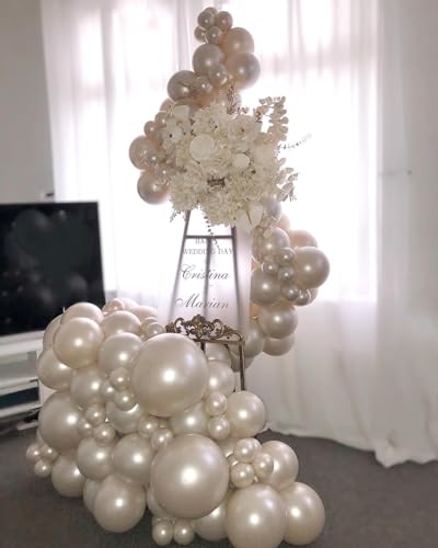 Pearl White Balloons Garland Arch Kit Different Sizes 70 PACK18/12/10/5 Inch Double-Stuffed White...