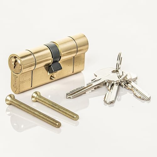 TSS Polished Brass High Security TS007 1 Star Euro Cylinder Lock, British Standard