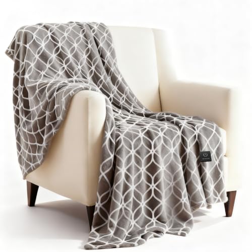 Heated Blanket Electric Throw Blanket with Built-in Button Controller 50"x60" One-Touch Ultra Cozy Soft Warm Heating Electric Blanket with 4 Heat Levels & 4 Hours Auto-Off Overheat Protection