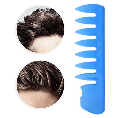 Men Wide Teeth Detangling Comb Handmade Comb Back Head Styling Hairdressing Beard Oil Comb Anti Static, Heat Resistant, Strong & Durable, Medium and Fine Tooth(Blue)