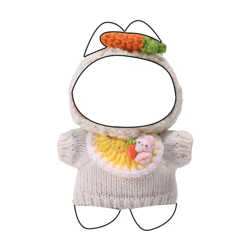 Lyreh 3szt Ubranka dla Lalki, Kawaii Zestaw Ubranek Lalki Stylowy Stroje Odzieżowe Słodka Opaska na Głowę + Sweter + Śliniaczek dla Lalek 15cm i 17cm Akcesoria Zamienne