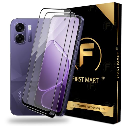 Image of FIRST MART Tempered Glass Screen Protector for Oppo K14 / Oppo K14X - Full-Glue Screen Guard, 3D Edge to Edge, HD Clear, Bubble-Free, Case-Friendly, Black, Pack of 2